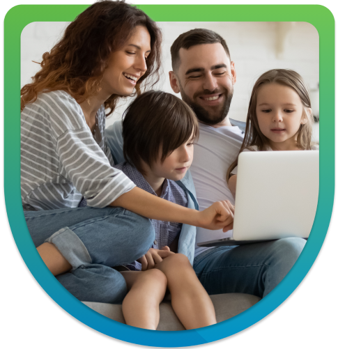 image of a family on a laptop