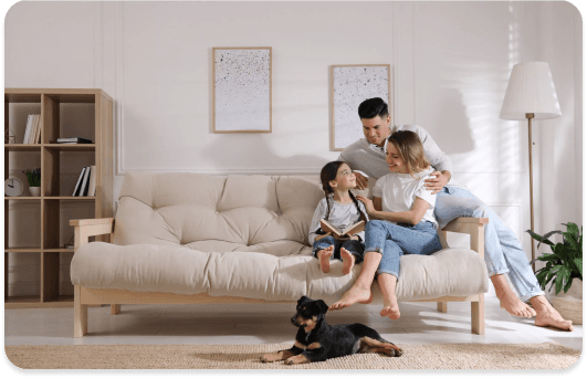 Family in new home