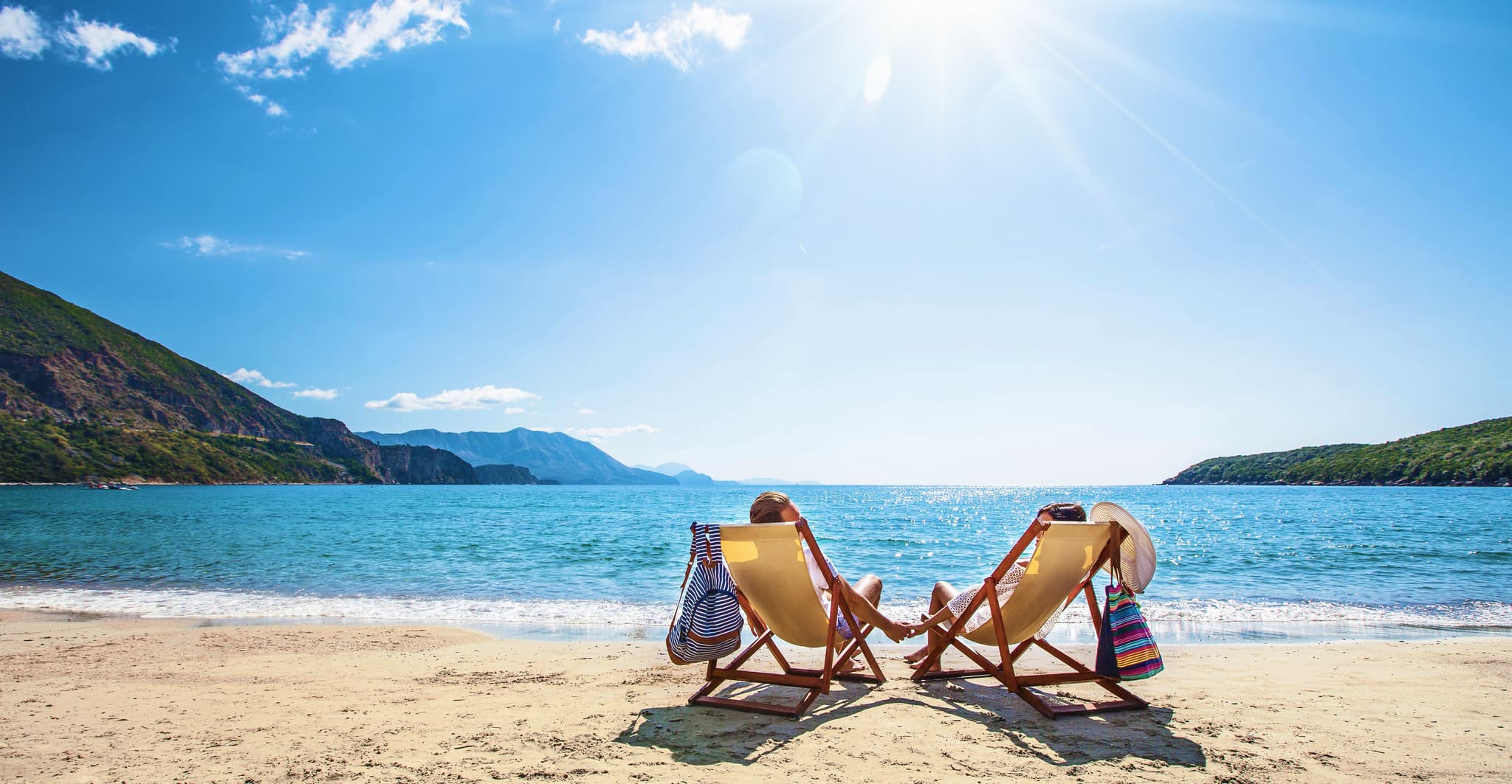 Deck chairs on beach