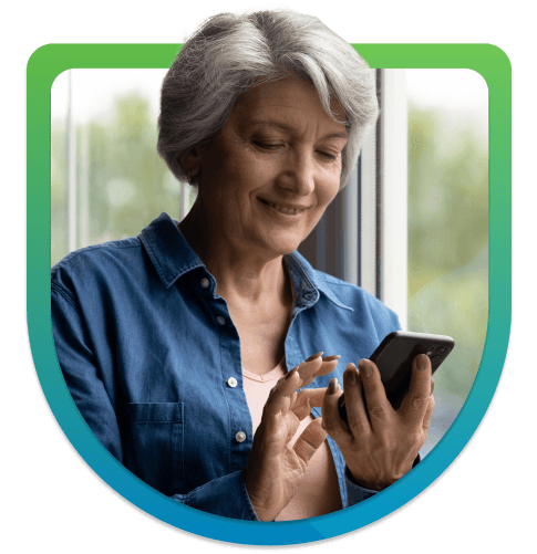 Woman typing on phone